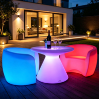 Fauteuil en plastique imperméable avec 16 lumières LED à changement de couleur, design lumineux portable pour la maison, les restaurants et les hôtels