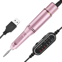 Perceuse à ongles électrique de haute qualité, type stylo : contrôle USB, régulation de vitesse infinie, dissolvant de vernis à ongles tout en aluminium