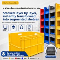 Caisse en plastique perforée en U, empilable, légère, écologique, durable, pour tri et picking en entrepôt e-commerce