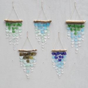 Drop-shipping Handmade <b>Sandblasted</b> Bohemian Modern Minimalist Sea Glass and Driftwood Wind Chime - Product Image 3