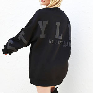 <span class=keywords><strong>Felpa</strong></span> <span class=keywords><strong>oversize</strong></span> da <span class=keywords><strong>donna</strong></span> con scollo a girocollo in pile di cotone nero <span class=keywords><strong>felpa</strong></span> con cappuccio felpe con cappuccio - Product Image 3