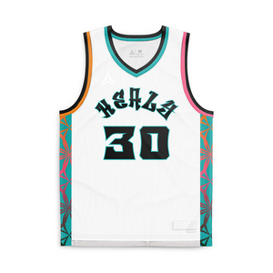 Camiseta de Baloncesto sin Mangas para Hombre, con Base Blanca, Estampado Floral Tropical, Cuello en V, Malla Transpirable y Diseño Sublimado - Product Image 1