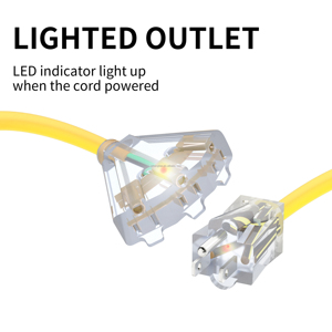 Đa ổ cắm mở rộng dây chúng tôi 50ft 75ft 100ft 14/3 sjtw Ba cửa hàng ngoài trời nhiệm vụ nặng nề mở rộng dây thắp sáng kết thúc - Product Image 3