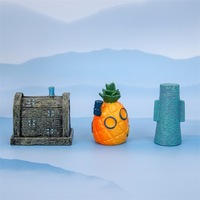 Sculpture d'aquarium en résine en forme de maison d'ananas, modèle de dessin animé pour poissons et crevettes, pour jouer et se cacher, écologique, peinte à la main, Feng Shui