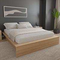 Lit avec cadre en latte de bois avec logo personnalisé, lit et rangement à plateforme Queen, ensembles de meubles de chambre à coucher pour hôtels, meubles d'hôtel