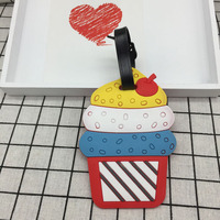 Nouvelles étiquettes de bagage en PVC souple motif dessin animé, designs gâteau, glace, avion, carte d'embarquement, pendentifs de sac personnalisés