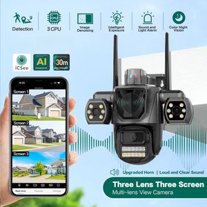 Kamera WiFi Nirkabel ICSEE 9MP dengan Tiga Kamera PTZ IP66 Alarm AI Visi Malam Sensor CMOS & Garansi 1 Tahun untuk Keamanan Rumah - Product Image 2