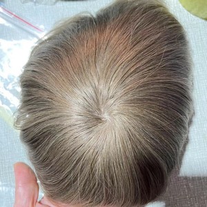 Tupé de Cabello Humano Natural con Frente de Encaje y Parte Superior de Seda, Línea de Cabello Natural, Color <span class=keywords><strong>Rubio</strong></span> <span class=keywords><strong>Ceniza</strong></span> 613 - Product Image 3