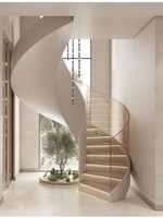Escalier Modulaire Courbé à Construction Sectionnelle, Escalier en Spirale avec Profondeur de Marche Réglable, Escalier Courbé
