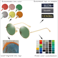 Lunettes de soleil polarisées personnalisées Hip-Hop Punk pour hommes, monture ronde vintage rétro en métal doré, protection ultraviolette
