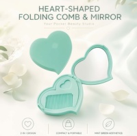 Miroir cosmétique pliable à main avec peigne, logo personnalisé, miroir de poche pour enfants, ensemble de voyage portable