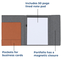Carnet pliable laserable en toile/cuir PU, personnalisable, vierge, multi-poches, avec bloc-notes intégré pour bureau d'entreprise
