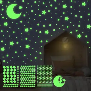 Myway 456Pcs Glow in The Dark Moon Decals Home Decoration Stars Shining Decoration Glowing Ceiling Wall Stickers