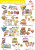 Groothandel zoete fruitige marshmallow doos met jam erin, snoep gemaakt met suikerpuff