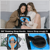 Étui antichoc bicolore pour Samsung Tab S10 Lite S10 FE S9 FE S9 11 avec support rotatif à 360°, dragonne, bandoulière et porte-stylet pour enfants