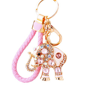 Mousqueton d'éléphant en diamant incrusté de cristal pendentif de sac en alliage métallique pour femmes impression créative d'émail porte-clés cadeau transfrontalier - Product Image 1