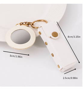 Étui à rouge à lèvres en cuir mignon et tendance, sac à rouge à lèvres, porte-clés avec <span class=keywords><strong>mini</strong></span> miroir de maquillage, porte-clés pour baume à lèvres, accessoires de maquillage - Product Image 5