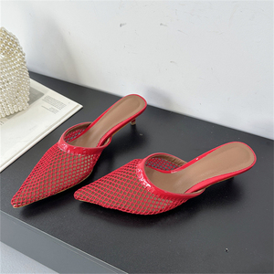 Sandales d'été 2025 pour femmes à talon bas, style mode, à bout ouvert, à lacets, en maille respirante et à bout pointu - Product Image 4