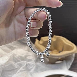 S925 Sterling Silver <b>Ball</b> Bead <b>Bracelet</b> With Gourd Pendant Elastic Rope Women's Fashion Jewelry Gift - Product Image 2