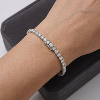 Bracelet tennis en diamant de laboratoire taille ronde 3 mm à quatre griffes, or blanc massif 18 carats, 6,5 pouces, vente en gros, bijoux fins pour femmes