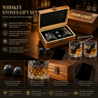 SHUNSTONE – Ensemble de verres à whisky rotatifs personnalisés avec boîte en bois et boule en pierre – Idées cadeaux d'anniversaire pour hommes