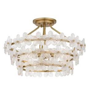 Luminaire de plafond semi-suspendu moderne de luxe en laiton et verre côtelé |   Éclairage opulent pour hall d'hôtel et zones haut de gamme - Product Image 1