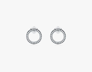 Ensemble collier et boucles d'oreilles pendantes en argent sterling S925 avec double halo de zirconiums cubiques, bijoux délicats pour femmes - Product Image 5