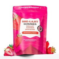 Gummies de Shilajit Personnalisables Énergie & Équilibre Sans Sucre Saveur Fraise Complément Herbal pour Femmes 60 Unités
