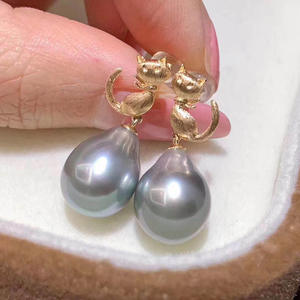 Accessoires en argent S925 pour la création de bijoux, plateau vide style chat pour boucles d'oreilles avec perles rondes de 8-10 mm 20509 - Product Image 5