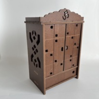Grande Pooja Mandir en bois faite à la main pour la maison Temple hindou poli avec décoration murale