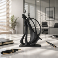 Charmante Sculpture Minimaliste en Résine Noire Faite à la Main, Couple Dansant Peint, Figurine de Danseur Abstraite Creuse pour la Maison et le Bureau
