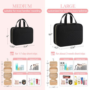Sac organisateur cosmétique de maquillage de bonbons de style anglais portable avec logo personnalisé du fabricant Sac en polyester matelassé pour crochet de suspension - Product Image 3