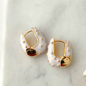 Les meilleures boucles d'oreilles créoles simples en émail noir et blanc <span class=keywords><strong>2022</strong></span> - Product Image 4