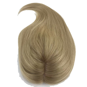 Vente en gros de postiches humaines alignées sur les cuticules attachées à la main 100% postiche Blonde Monofilament Topper pour les Blancs Base Mono chinoise - Product Image 5