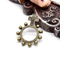 Bague chapelet en or et argent catholique perlé pour homme et femme