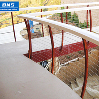 Balustrade de câble métallique d'escalier de conception personnalisée BNS pour balustrade de câble vertical d'escalier d'acier inoxydable de main courante de balcon
