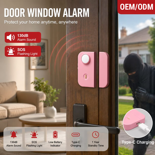 NEW 130Db Portable Mini Retail Store Door Alarm with Emergency Light Security Alarm Windows for Home Windows Travel Security