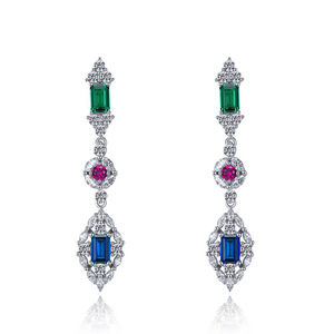Orecchini Pendenti Geometrici per Donne, Gioielli per Orecchie con Pietre Scintillanti Colorate, Accessori Moda per Feste - Product Image 5
