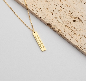 Collar de Acero Inoxidable con Colgante Personalizado en Forma de Barra, Círculo o Rectángulo, con Mensaje Grabado y Escritura a Mano - Product Image 5