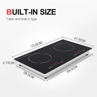 Table de cuisson à induction double 3500W, cuisinière électrique encastrable à 2 brûleurs