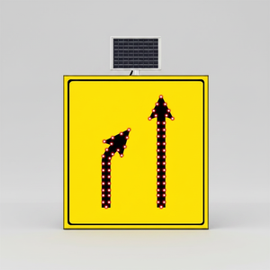 Solar-Powered Reflective Traffic Sign 100 X 120 cm Tapering Pathway Left to Right for <b>Roadway</b> Usage - Product Image 2