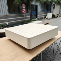 Table basse carrée incurvée en travertin et beige pour la décoration intérieure, appartement, villa, salon, hall d'hôtel, directement de l'usine, hauteur 32 cm