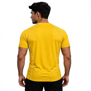 Haut de compression pour homme de haute qualité, séchage rapide, léger, pour la course à pied et l'entraînement en salle de sport, chemise jaune, écologique - Product Image 2