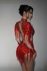 ชุดบอดี้<span class=keywords><strong>สูท</strong></span>ผ้าสแปนเด็กซ์ประดับเลื่อมสีทองเงินพร้อมพู่ห้อย รุ่น Q025 สำหรับการแสดงในไนต์คลับ ดีเจ นักเต้น ชุดเต้นลาติน ชุดแสดงบนเวที ชุดเต้นโพลแดนซ์ - Product Image 5