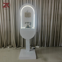 ZKAI Accessoires de mariage : Ensemble cabine téléphonique blanche vintage, support pour livre d'or audio et boîte aux lettres, pour décoration de mariage