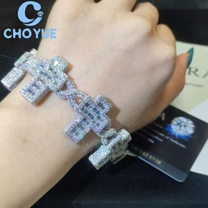 Hot Sale 925 Sterling <b>Silver</b> Moissanite25 MM Cuban Link Bracelet Baguette Cross Bracelet Iced Out Jewelry <b>Men</b> Pass Diamond Test - Product Image 5