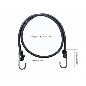 Juego de Cuerdas Elásticas Wantu de 6 mm, Nailon Negro con Gancho de Acero de 12 Pulgadas, Cuerda Elástica para Exteriores para Acampar, Tiendas de Campaña, Kayak, Portabicicletas - Product Image 3