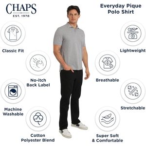 Chaps Polo classique pour homme en piqué extensible à manches courtes en coton anti-plis gris S 2XL - Product Image 4