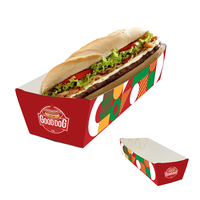 Boîte à hot-dogs en papier à emporter personnalisée en gros, boîte à hot-dogs ouverte, plateau alimentaire pour emballage alimentaire