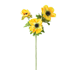 Bouquet de fleurs artificielles d'anémone rose, jaune et blanc en plastique pour décoration de mariage et arrangement en vase - Product Image 5